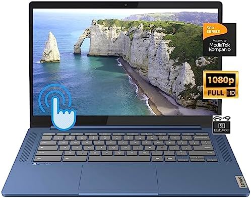 Lenovo Flagship Chromebook, 14'' FHD Touchscreen Slim Thin Light Laptop Computer, 8-Core MediaTek Kompanio 520 Processor, 4GB RAM, 64GB eMMC, WiFi 6,Chrome OS, Abyss Blue (Renewed)