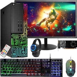 Dell RGB Gaming Desktop Computer PC, Intel Core i5, GeForce GT 1030 2GB GDDR5, 16GB RAM, 512GB SSD, 24 Inch HDMI Monitor, RGB Keyboard Mouse and Headset, WiFi, Windows 10 Pro (Renewed)