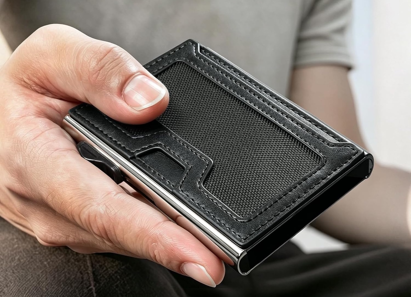 Swlmwalt Pop Up Wallet For Men Minimalist Aluminum RFID Blocking Card Holder Demo